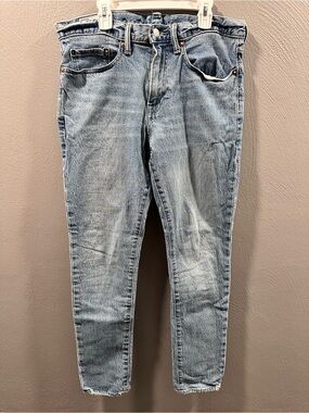Gap Denim Slim Taper Jeans Light Wash Distressed Hem 31x30 Blue 1969